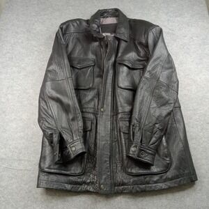 Canyon Ridge Coat Mens XLT Black Lamb Leather Overcoat Zip Pockets Insulated